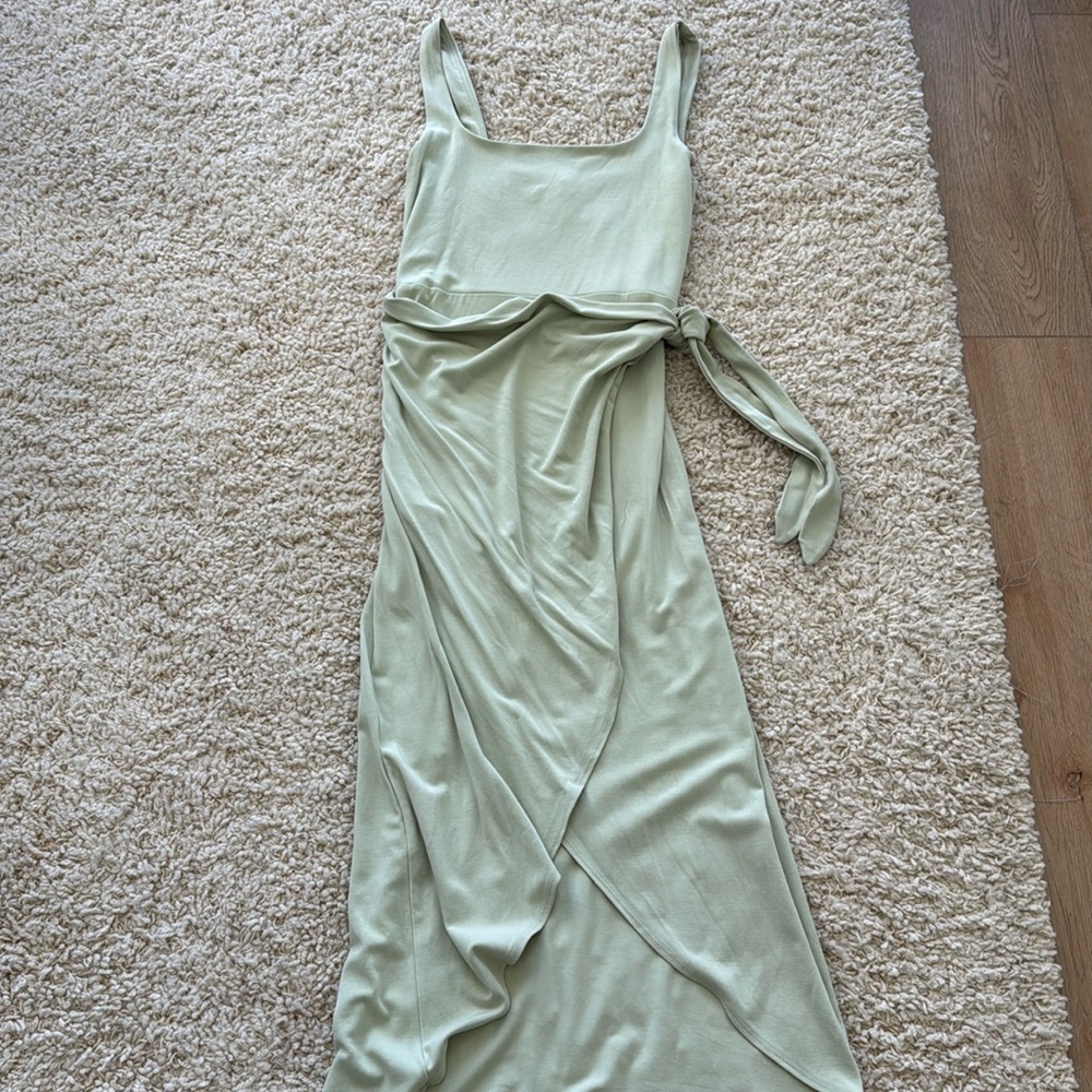 Green wrap midi dress